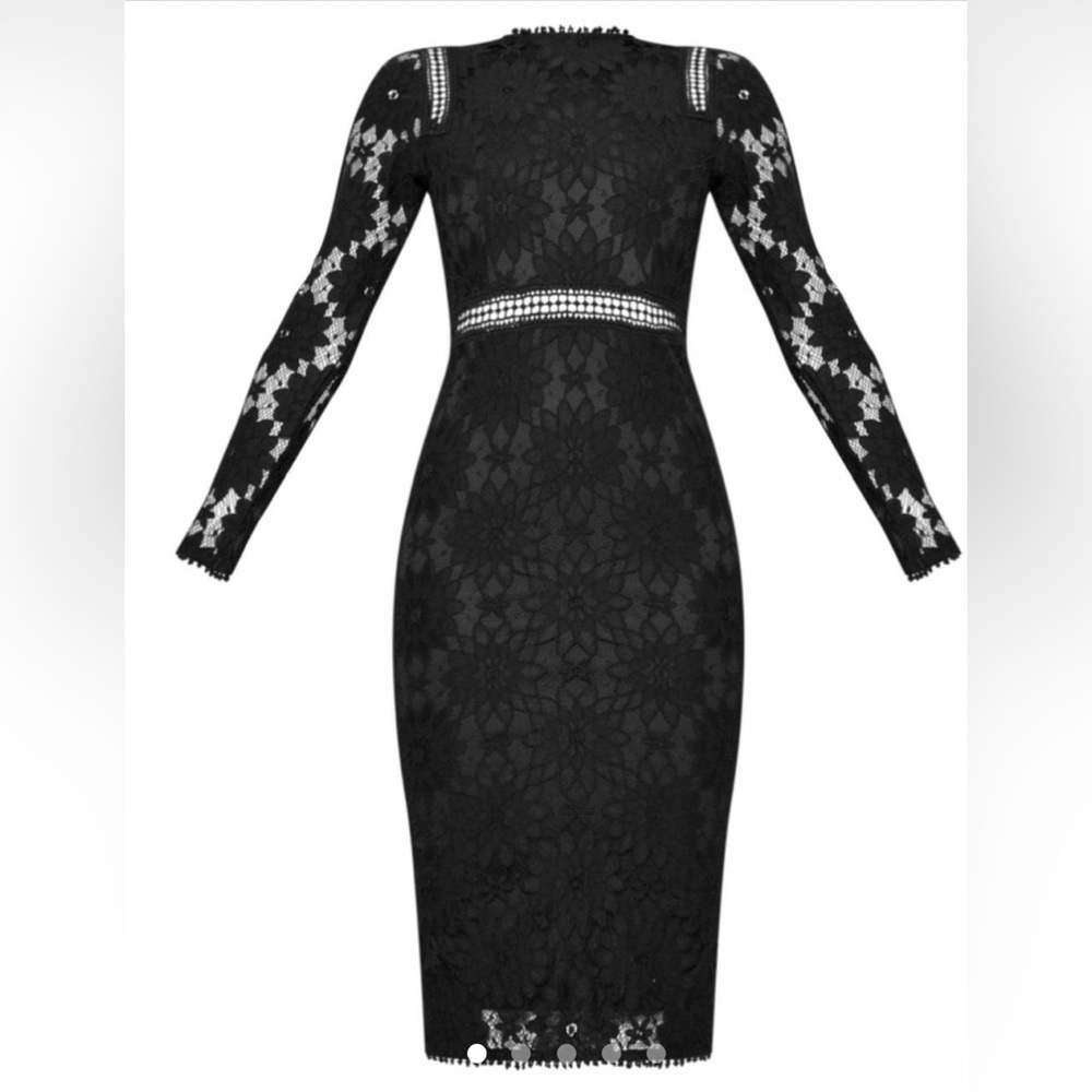 Pretttlittlething - Black Long Sleeve Bodycon Midi Dress - US Size 4